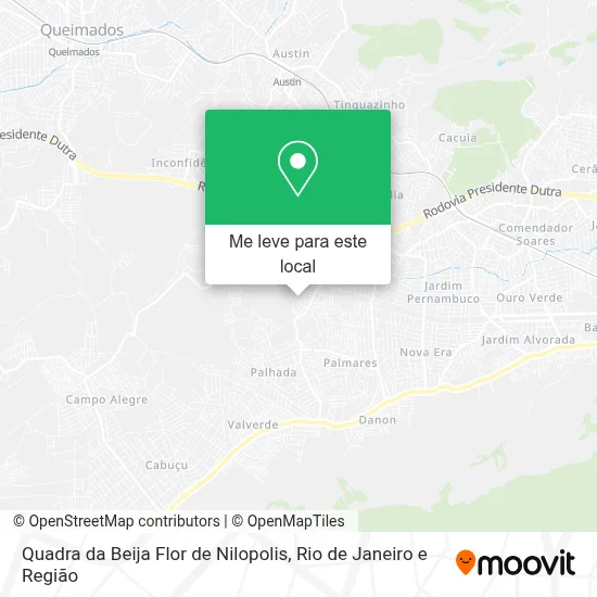 Quadra da Beija Flor de Nilopolis mapa