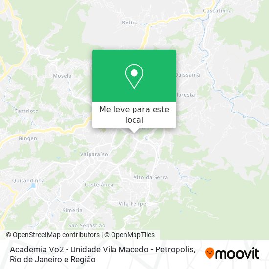 Academia Vo2 - Unidade Vila Macedo - Petrópolis mapa