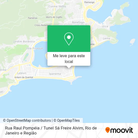 Rua Raul Pompéia / Tunel Sá Freire Alvim mapa