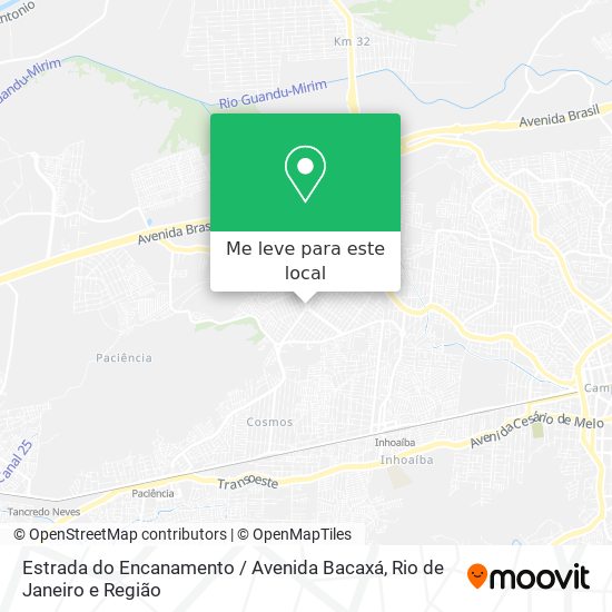 Estrada do Encanamento / Avenida Bacaxá mapa