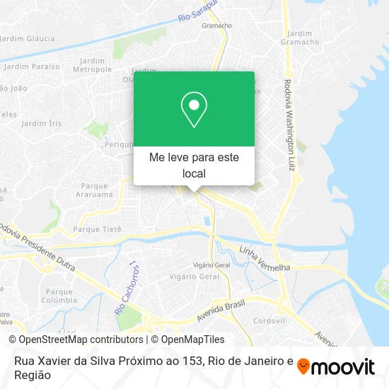Rua Xavier da Silva Próximo ao 153 mapa