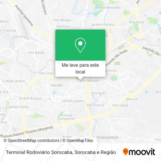 Terminal Rodoviário Sorocaba mapa