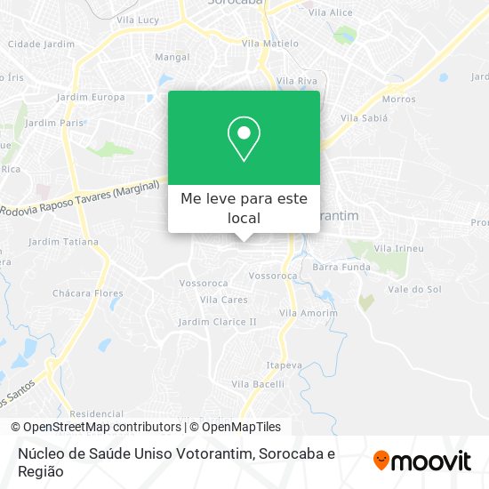 Núcleo de Saúde Uniso Votorantim mapa