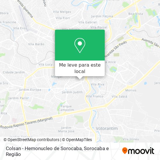 Colsan - Hemonucleo de Sorocaba mapa