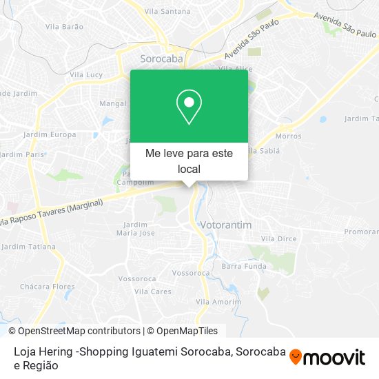 Loja Hering -Shopping Iguatemi Sorocaba mapa