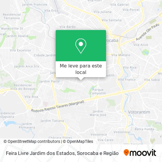 Feira Livre Jardim dos Estados mapa