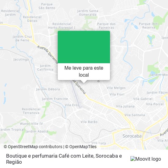 Boutique e perfumaria Café com Leite mapa