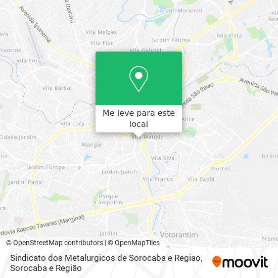 Sindicato dos Metalurgicos de Sorocaba e Regiao mapa