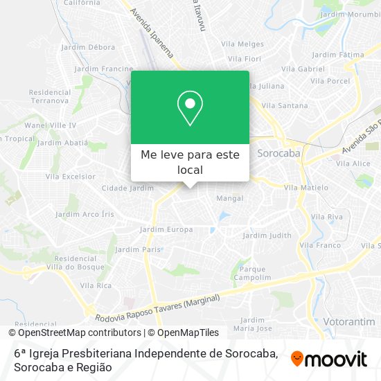 6ª Igreja Presbiteriana Independente de Sorocaba mapa