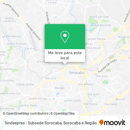 Sindeepres - Subsede Sorocaba mapa