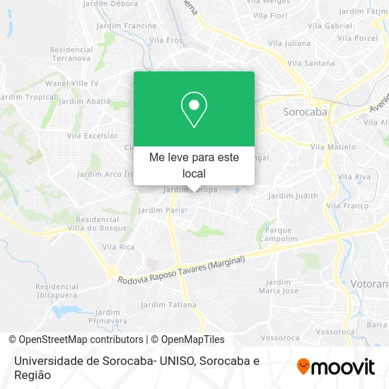 Universidade de Sorocaba- UNISO mapa