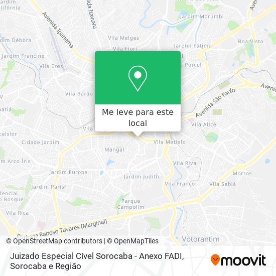 Juizado Especial Cível Sorocaba - Anexo FADI mapa