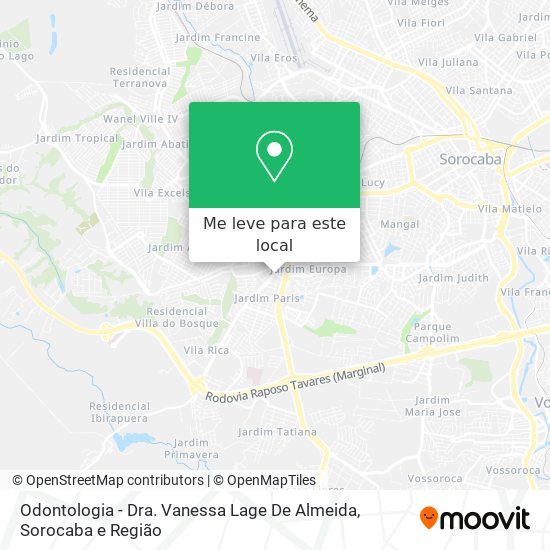 Odontologia - Dra. Vanessa Lage De Almeida mapa