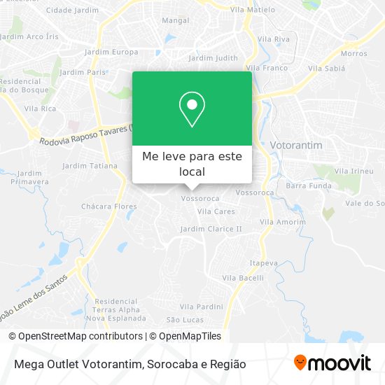 Mega Outlet Votorantim mapa