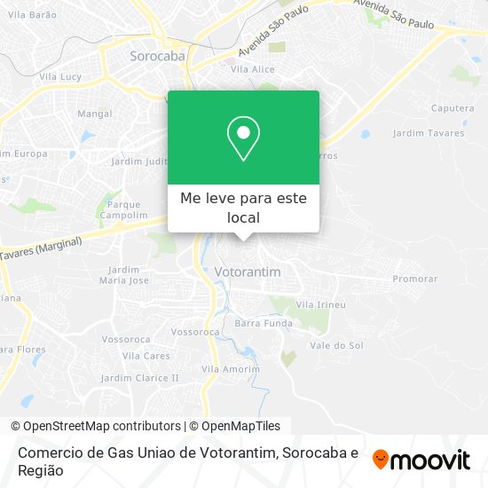 Comercio de Gas Uniao de Votorantim mapa
