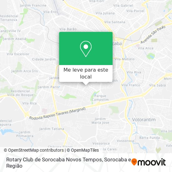 Rotary Club de Sorocaba Novos Tempos mapa