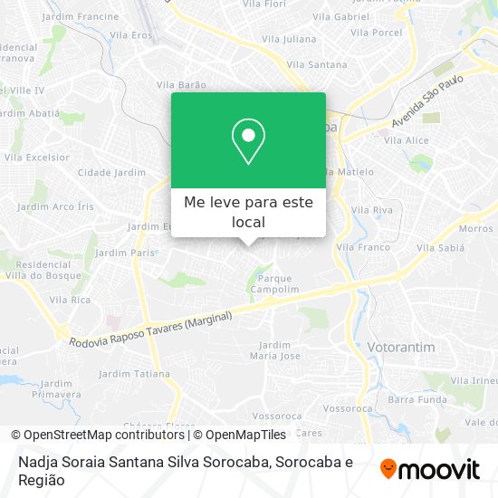 Nadja Soraia Santana Silva Sorocaba mapa