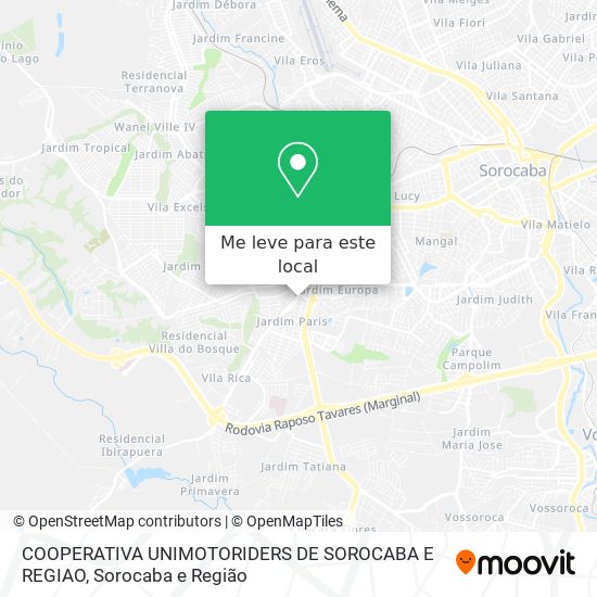 COOPERATIVA UNIMOTORIDERS DE SOROCABA E REGIAO mapa
