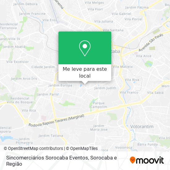 Sincomerciários Sorocaba Eventos mapa