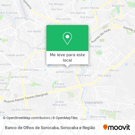 Banco de Olhos de Sorocaba mapa