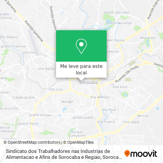 Sindicato dos Trabalhadores nas Industrias de Alimentacao e Afins de Sorocaba e Regiao mapa