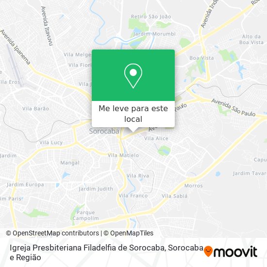 Igreja Presbiteriana Filadelfia de Sorocaba mapa