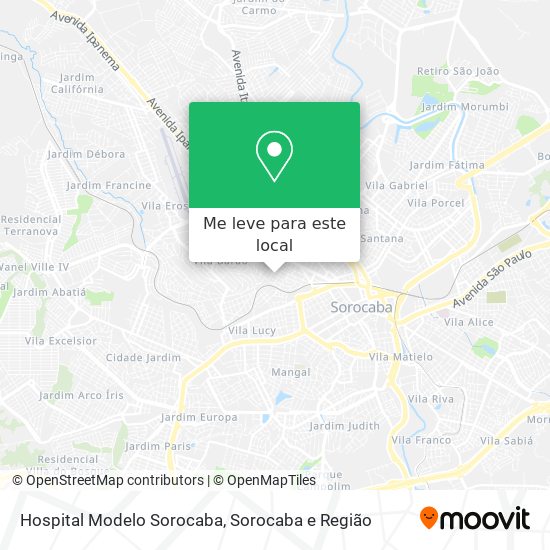 Hospital Modelo Sorocaba mapa