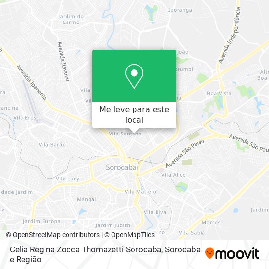 Célia Regina Zocca Thomazetti Sorocaba mapa