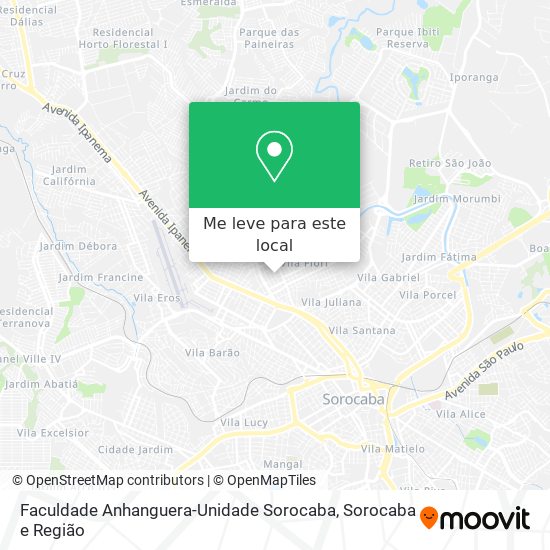 Faculdade Anhanguera-Unidade Sorocaba mapa