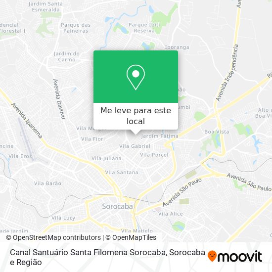 Canal Santuário Santa Filomena Sorocaba mapa