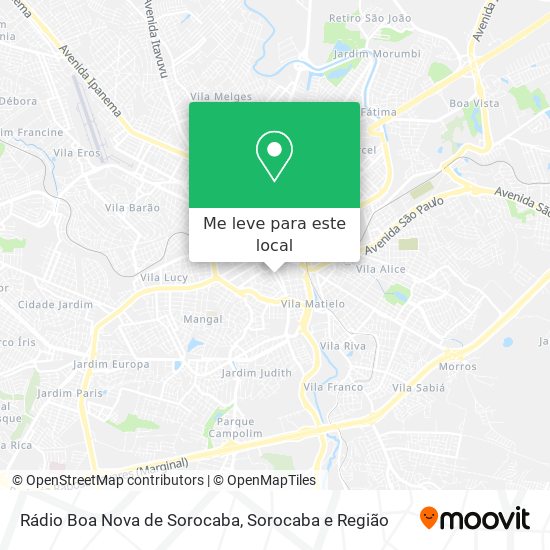 Rádio Boa Nova de Sorocaba mapa