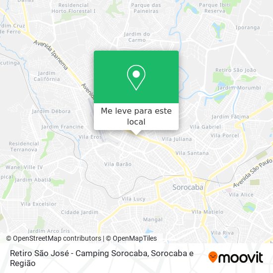 Retiro São José - Camping Sorocaba mapa