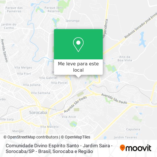 Comunidade Divino Espírito Santo - Jardim Saira - Sorocaba / SP - Brasil mapa