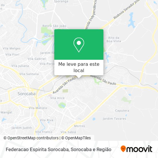 Federacao Espirita Sorocaba mapa