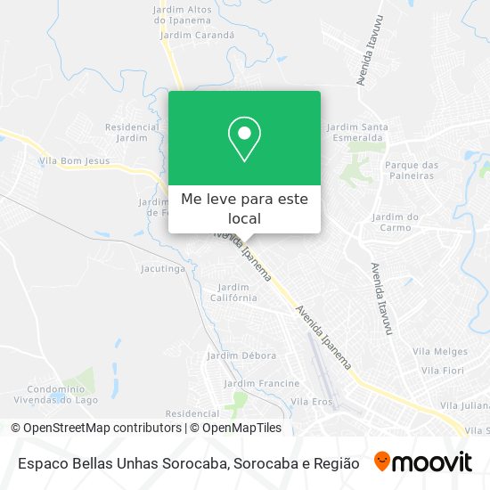 Espaco Bellas Unhas Sorocaba mapa