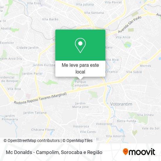 Mc Donalds - Campolim mapa