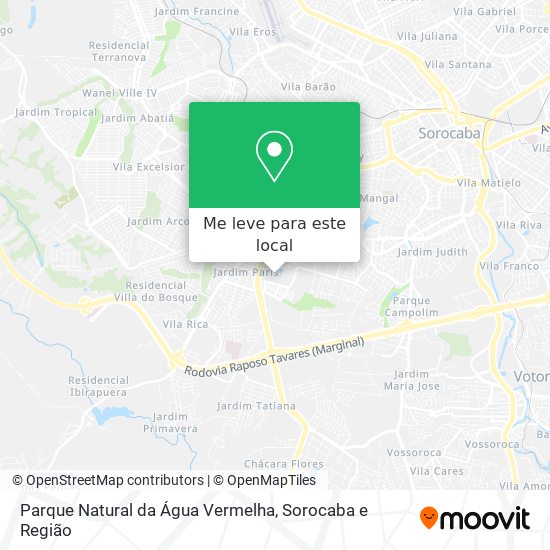 Parque Natural da Água Vermelha mapa