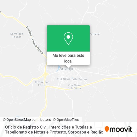 Ofício de Registro Civil, Interdições e Tutelas e Tabelionato de Notas e Protesto mapa