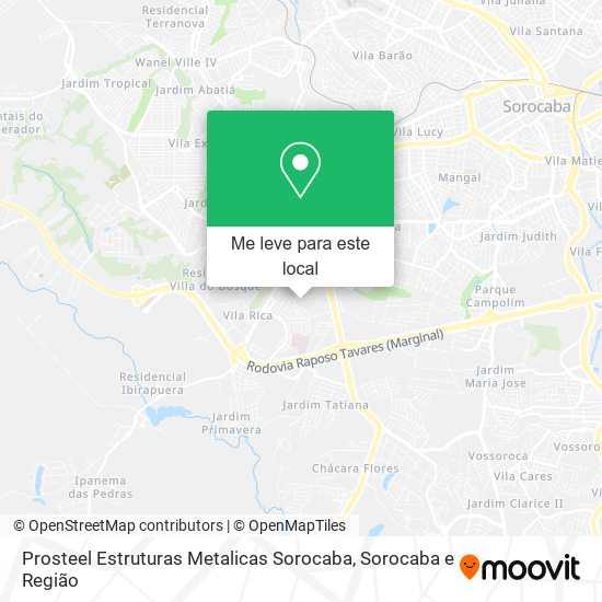 Prosteel Estruturas Metalicas Sorocaba mapa