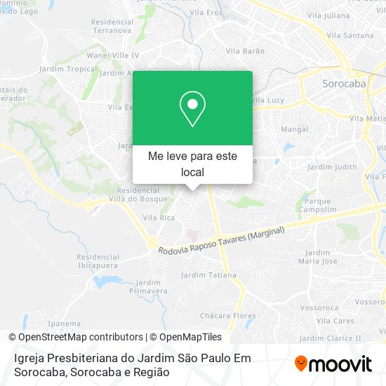 Igreja Presbiteriana do Jardim São Paulo Em Sorocaba mapa