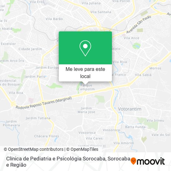 Clínica de Pediatria e Psicológia Sorocaba mapa