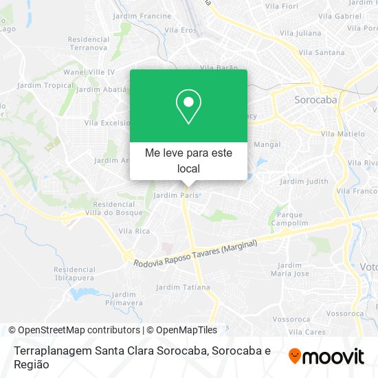 Terraplanagem Santa Clara Sorocaba mapa