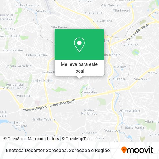 Enoteca Decanter Sorocaba mapa