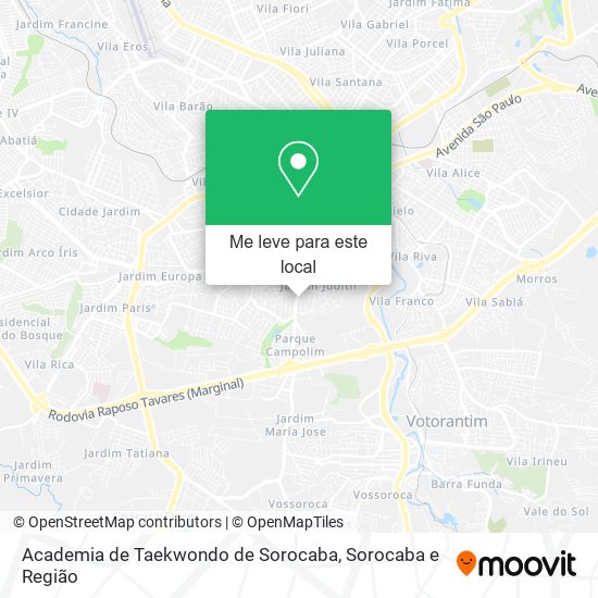 Academia de Taekwondo de Sorocaba mapa