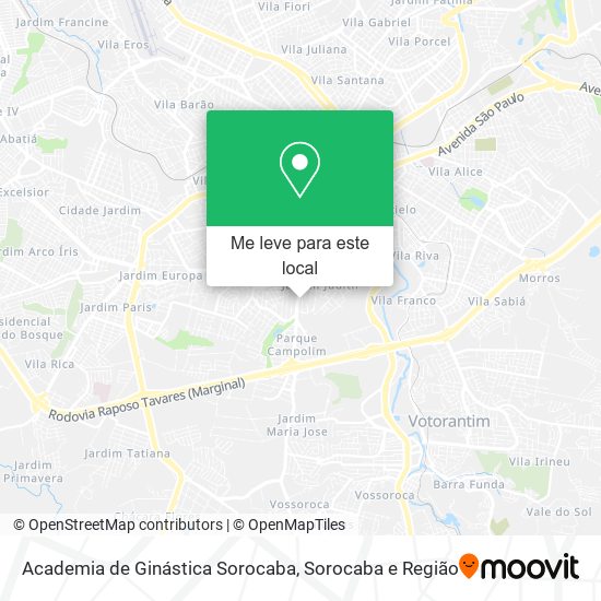 Academia de Ginástica Sorocaba mapa