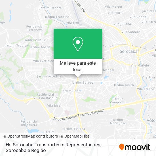 Hs Sorocaba Transportes e Representacoes mapa