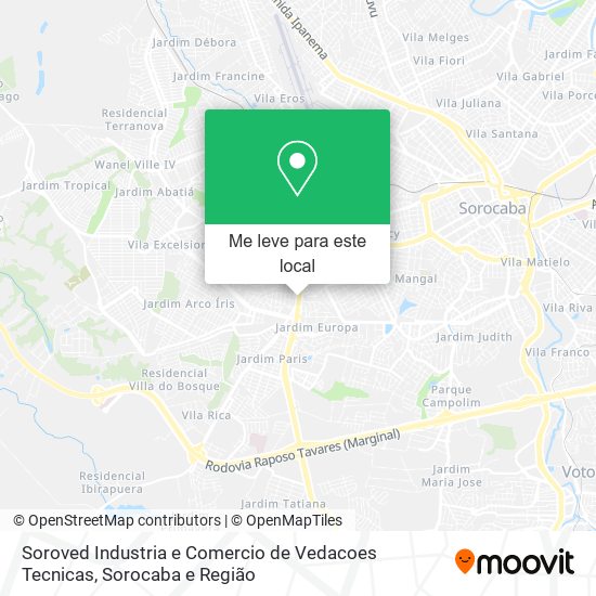 Soroved Industria e Comercio de Vedacoes Tecnicas mapa