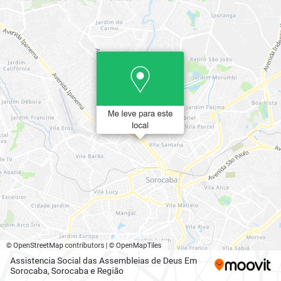 Assistencia Social das Assembleias de Deus Em Sorocaba mapa