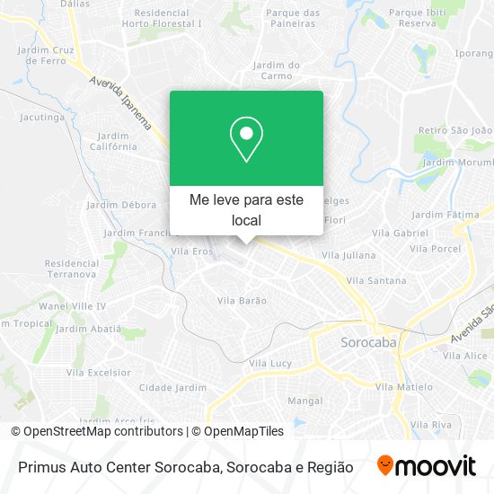 Primus Auto Center Sorocaba mapa