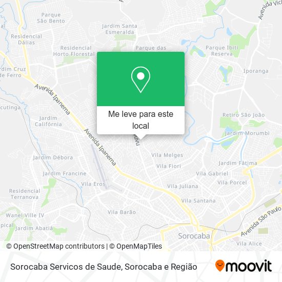 Sorocaba Servicos de Saude mapa